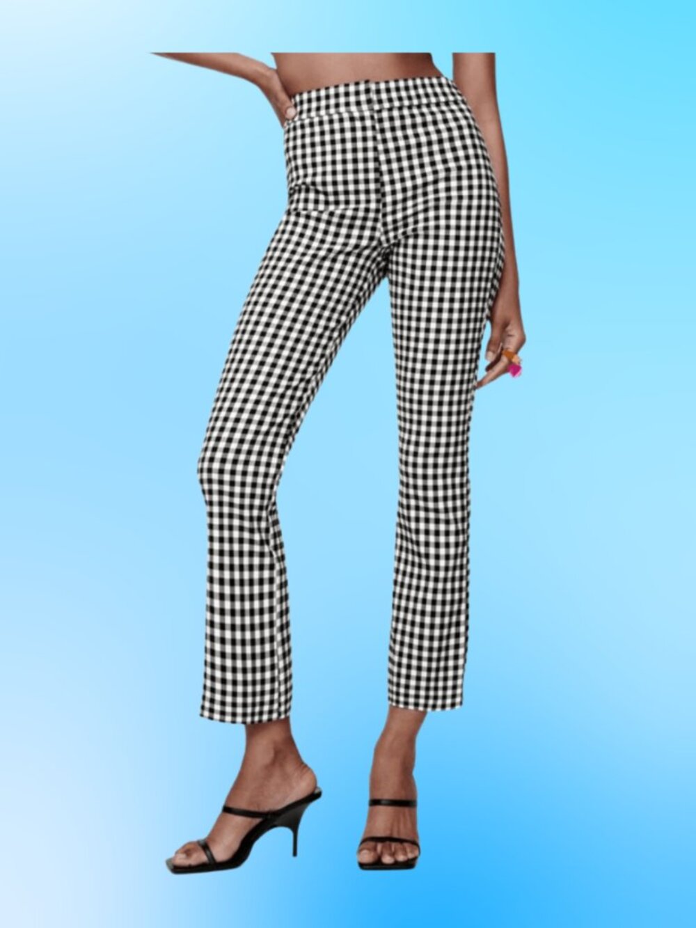[ZARA] Gingham Mini Flare Pants